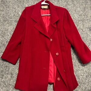 Pavilion Petite Red Double Breasted Wool Blend Coat Women's Size Medium Petite